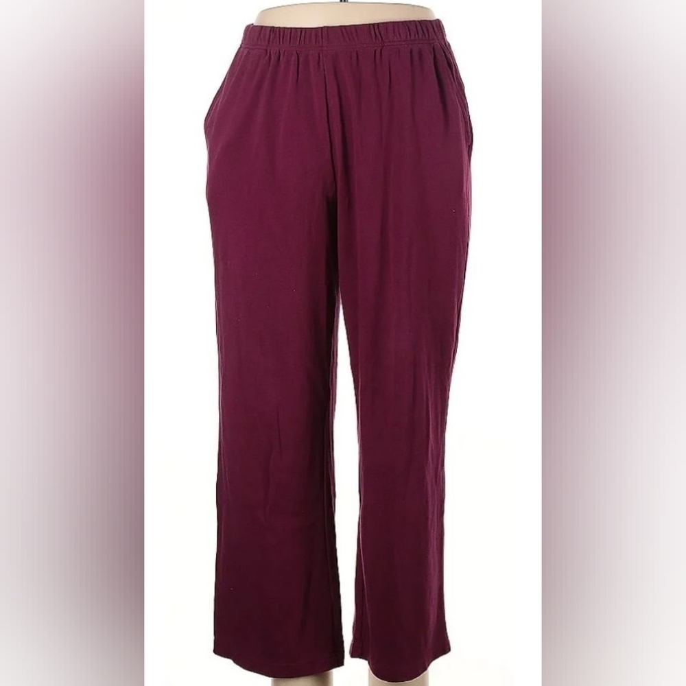 Woman Within Women's Plus Size Burgundy Wide Leg Elastic Dress Pants Sz 36W- NWT